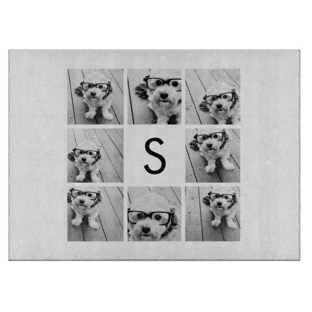 8 Photo Collage Anpassningsbar Monogram Black and  (Framsidan)