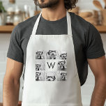 8 Photo Collage Anpassningsbar Monogram Black and  Förkläde<br><div class="desc">Du kan använda Instagram-foton för den här designen. Använda 8 bilder för att skapa en unik och personlig gåva. Eller så kan du behålla hipstervalpen och göra ett trendig till keepy. Om du behöver justera bilder klickar du på verktyg för att anpassa ändringar.</div>