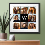 8 Photo Collage Anpassningsbar Monogram Black and  Poster<br><div class="desc">Lägg till 8 foton och anpassningsbar för att göra muren till en unik keepé. Bilden innehåller 8 bilder som omger en textruta där du kan lägga till ett monogram eller annan text.</div>