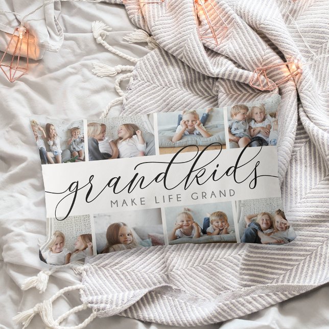 8 Photo Collage Barnbarn Make Life Grand Lumbarkudde (Skapare uppladdad)