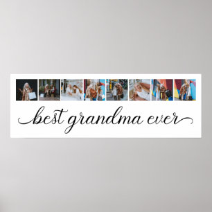8 Photo Collage Best Grandma nånsin Poster
