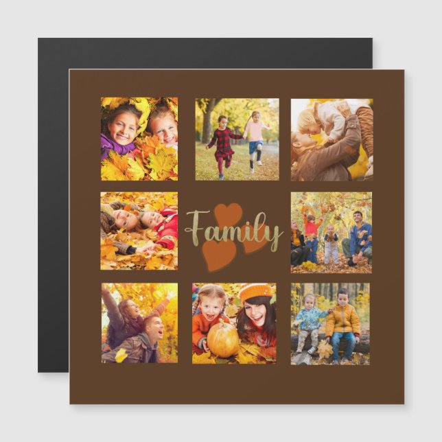 8 Photo Collage Fall Autumn Brown Orange Guld (Fram/baksida)