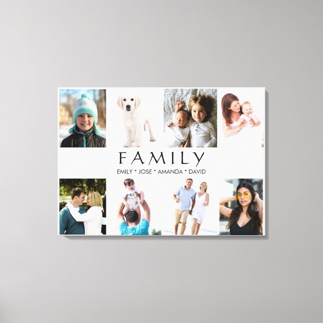 8 Photo Collage Family Personlig Namn Canvastryck (Framsida)