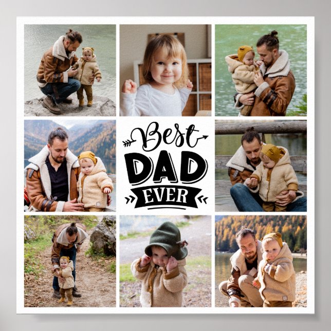 8 Photo Collage Fars dag Best Pappa någonsin Poster (Framsidan)