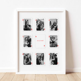 8 Photo Collage How Lucky Are We Playing Cards Poster
