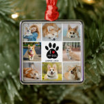 8 Photo Collage I Kärlek My Hund Heart Paw Skriv u Julgransprydnad Metall<br><div class="desc">Skapa din egen Personlig,  jag Kärlekar min Hund med rött hjärta,  Paw Print,  8 Photo Collage. Lägg till dina egna foton,  lägg till en Namn,  lägg till ett datum och gör den till din egen.</div>