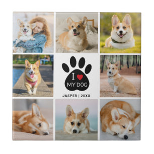 8 Photo Collage I Kärlek My Hund Paw Skriv ut Kakelplatta