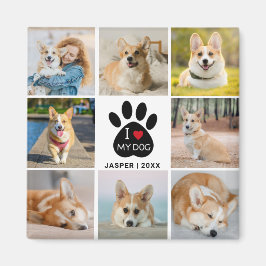 8 Photo Collage I Kärlek My Hund Paw Skriv ut Magnet