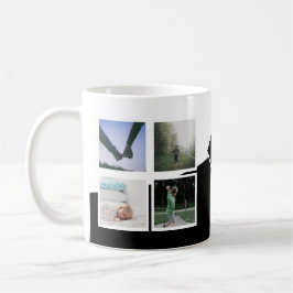 8 Photo Collage Instagram Monogrammed Black Kaffemugg