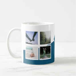 8 Photo Collage Instagram Monogrammed Blue Kaffemugg