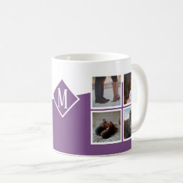 8 Photo Collage Instagram Monogrammed Lila Kaffemugg
