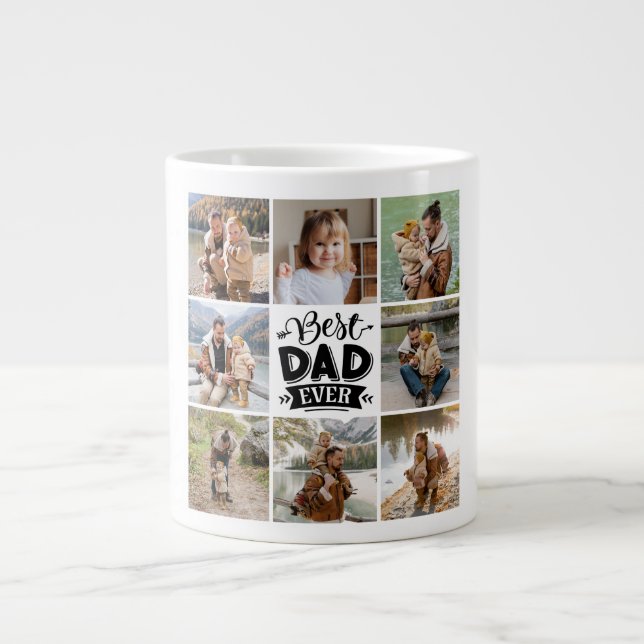 8 Photo Collage Lycklig Fars dag Best Pappa någons Jumbo Mugg (Framsidan)