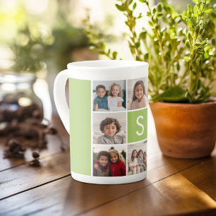 8 Photo Collage Monogram PHOTO 6 behöver arbete Benporslin Mugg
