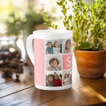 8 Photo Collage Monogram PHOTO 6 behöver arbete Benporslin Mugg<br><div class="desc">Använda 8-kvadratfoton som skapar en unik och personlig gåva. Eller så kan du behålla hipstervalpen och göra ett trendig till keepy. Om du behöver justera bilder klickar du på verktyg för att anpassa ändringar.</div>