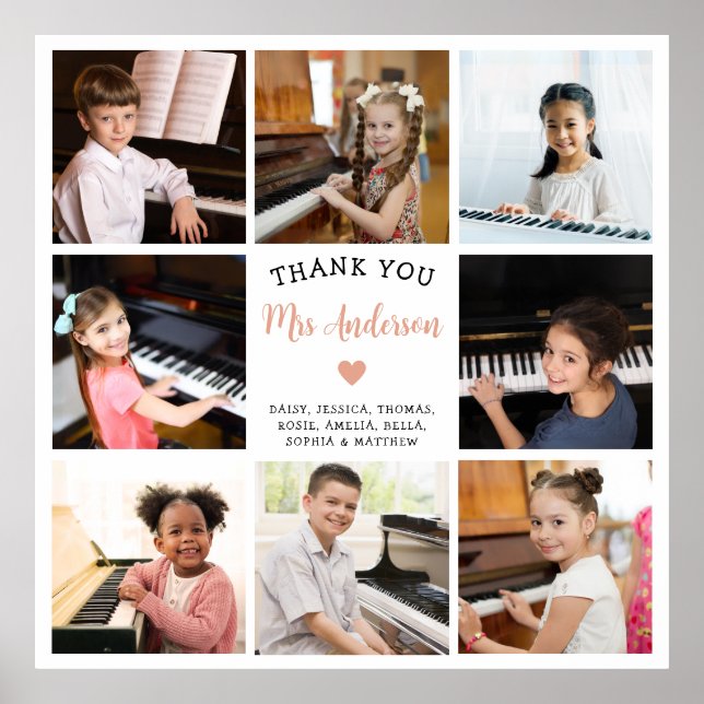 8 Photo Collage Music Teacher Gift Poster (Framsidan)