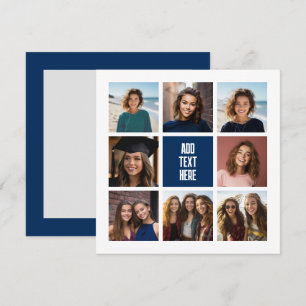 8 Photo Collage Navy Monogram - Tack för ditt kort