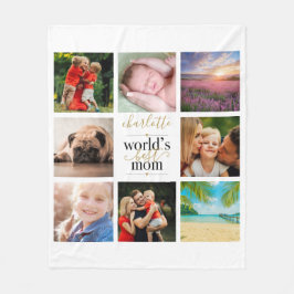 8 Photo Collage Personlig Worlds Best Mamma Fleecefilt