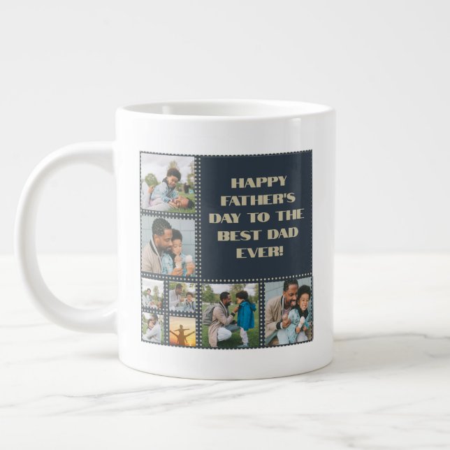 8 Photo Collage Sentiment Fars dag Birthday Jumbo Mugg (Vänster)