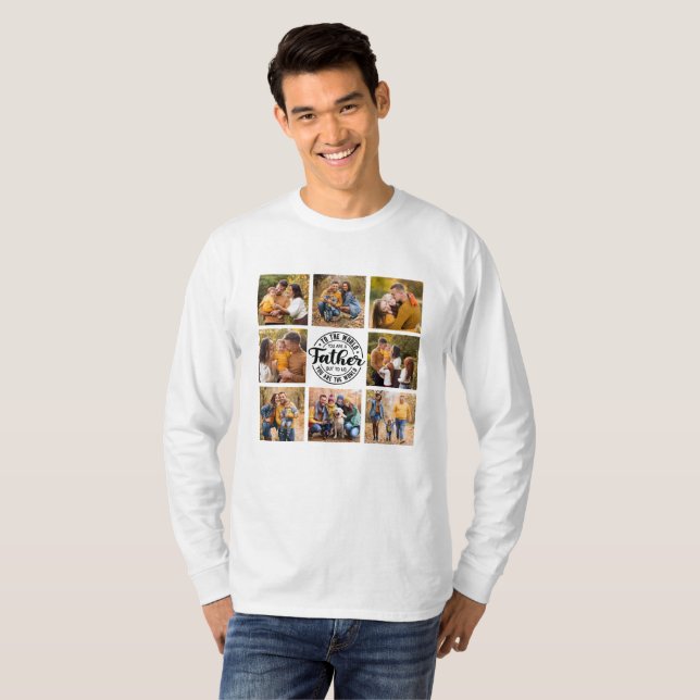 8 Photo Collage Tillfällen World's Best Far T Shirt (Hel framsida)