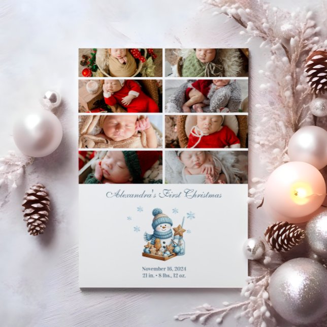8 Photo First Christmas Birth Announcement Julkort (Skapare uppladdad)