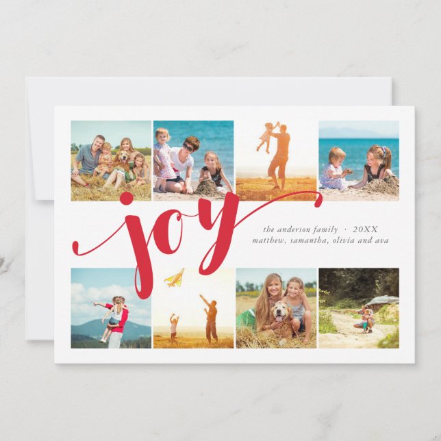 8 Photo Joy Collage Helgdag Photo Card Julkort (Framsida)