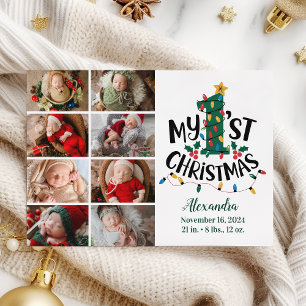 8 Photo Julgran Ljus Första jul Julkort