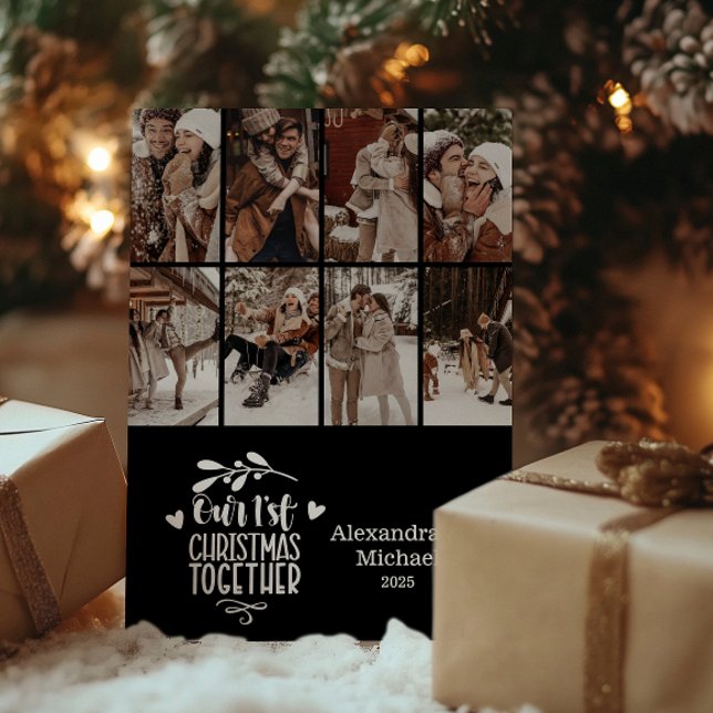 8 Photo Minimalist First Christmas Together Julkort (Skapare uppladdad)