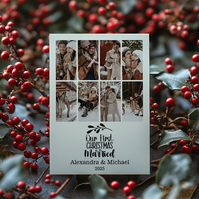 8 Photo Minimialist vår första jul, gift Julkort (Skapare uppladdad)