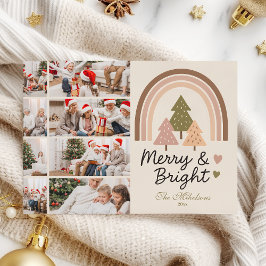 8 Photo Retro Neutral Rainbow Merry & Bright  Julkort