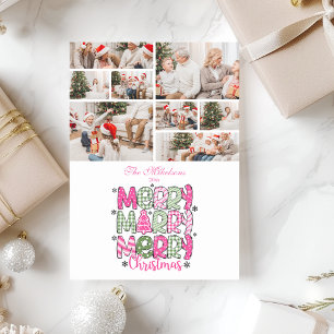 8 Photo Rosa Grönt God jul Helgdag Julkort