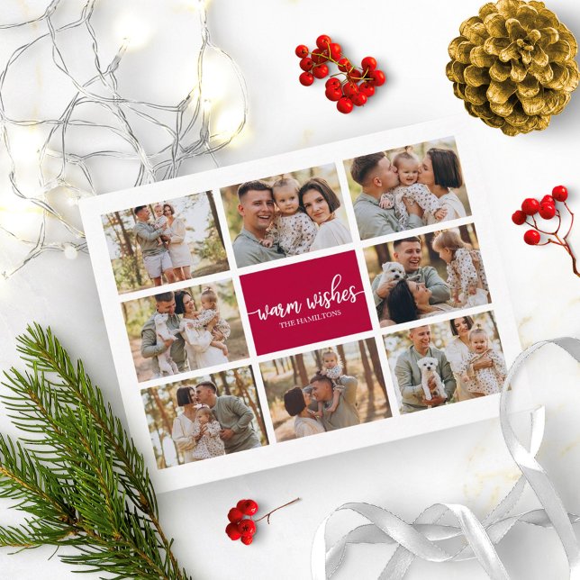 8 Photos Warm Önskemål Modern Collage-jul Vykort (Skapare uppladdad)