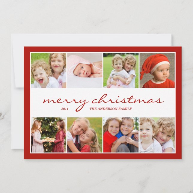 8 Photoshop Collage Helgdag Photocard - Red Julkort (Framsida)
