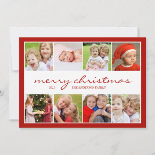 8 Photoshop Collage Helgdag Photocard - Red Julkort