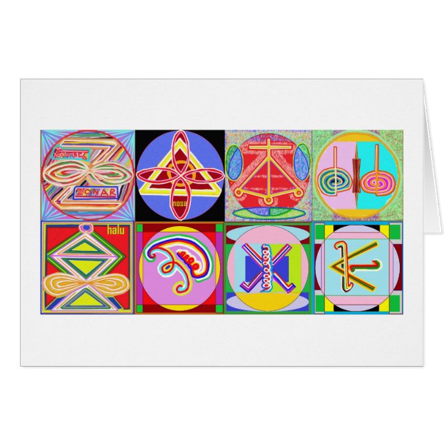 8 RENA Karuna REIKI tecken av Navin Joshi Hälsningskort (Framsidan Horizontal)