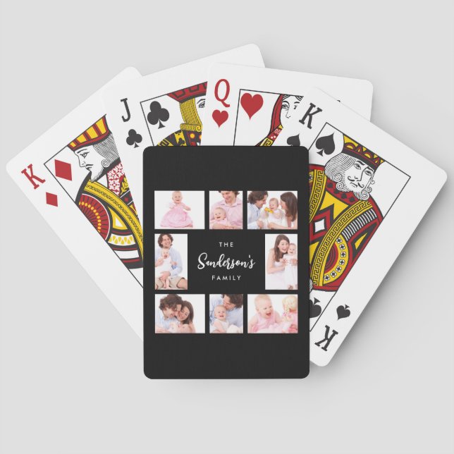 8 Sections Family Photo in Black Frame Casinokort (Baksidan)