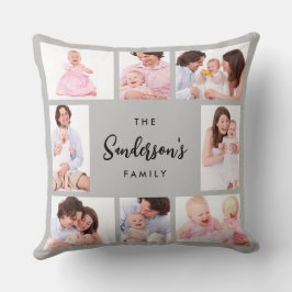 8 Sections Family Photo in Gray Frame Kudde