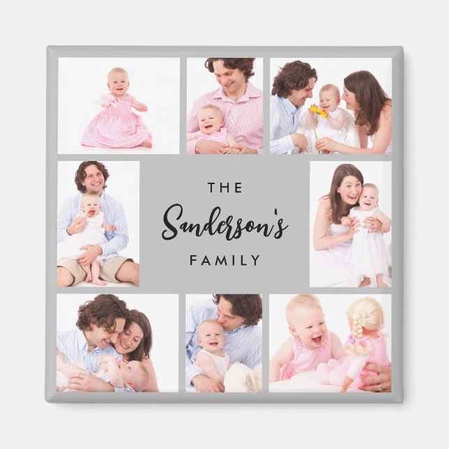 8 Sections Family Photo in Gray Frame Magnet (Framsidan)