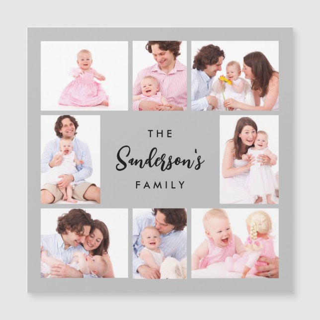 8 sektioner familjefoto i grå ram (Framsida)
