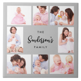 8 sektioner familjefoto i grå ram kakelplatta