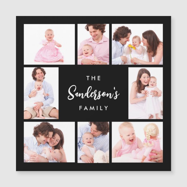 8 sektioner familjefoto i svart ram (Framsida)