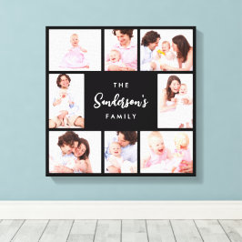 8 sektioner familjefoto i svart ram canvastryck