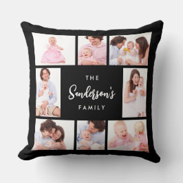 8 sektioner familjefoto i svart ram kudde