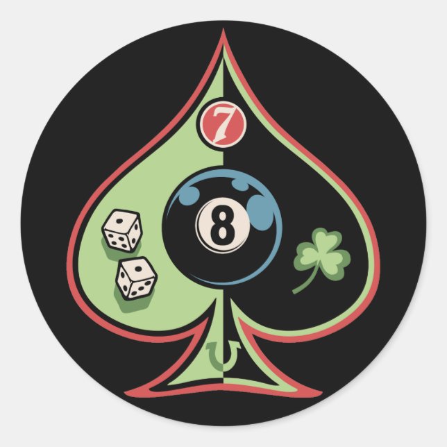 8 Spades Runt Klistermärke (Framsida)