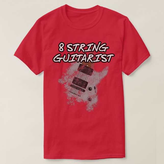 8-strängsgitarist, förlängd gitarr, musiker t shirt (Design framsida)