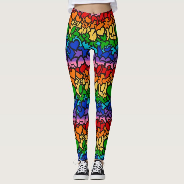 8-stripars regnbågsstoltheitsprickel leggings (Framsida)