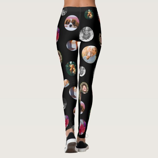 8 Svart övning i Photo Polka-punktsmallcirklar Leggings (Baksida)
