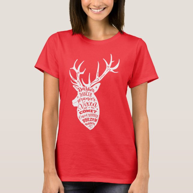 8 Tiny Reindeer 🦌 jul 🎄 Santa's Hjort T Shirt (Framsida)