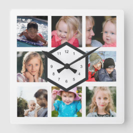 8 Vit köldlås för fotokollage Fyrkantig Klocka