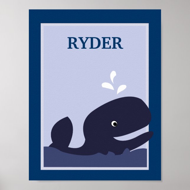 8 X10 Ahoy Mate Whale Nautical Nursery Art Print Poster (Framsidan)