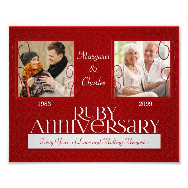 8 x 10 40:e Ruby Annivsersary Photo Collage Fototryck (Framsidan)